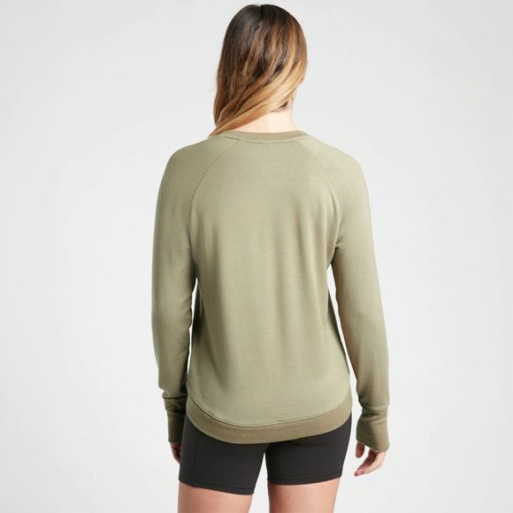 Athleta | Mindset Crewneck Sweatshirt in Shadow Olive Size Medium - Picture 2 of 6